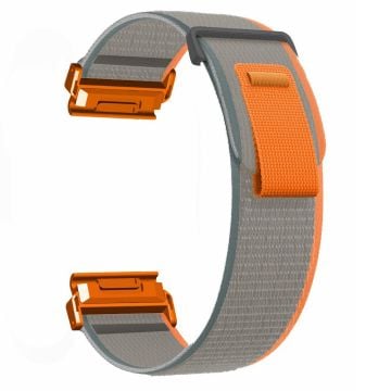 Coros Vertix 2 / Garmin Fenix 7X / 6X / 5X 26mm Trail Loop Nylon Band Soft Watch Strap - Orange  /  Grey+Orange