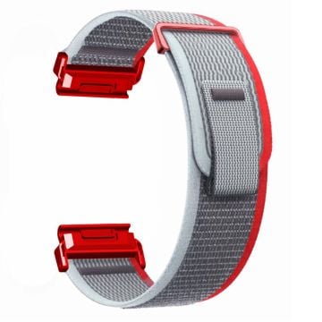 Coros Vertix 2 / Garmin Fenix 7X / 6X / 5X 26mm Trail Loop Nylon Band Soft Watch Strap - Red  /  Grey+Red