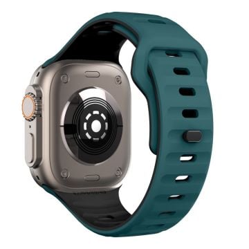 Apple Watch Series 41mm - 40mm - 38mm Watch Strap Dual Color Silicone Band - Blackish Green+Black