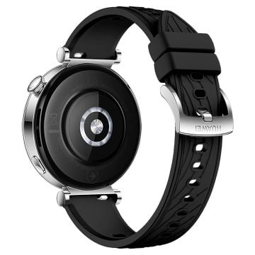 Huawei Watch GT 4 41mm / Xiaomi Mi Watch Silicone band 18mm Textured Watch Strap - Black+Silver Buckle