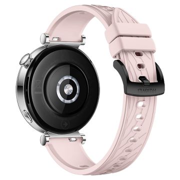 Huawei Watch GT 4 41mm / Xiaomi Mi Watch Silicone band 18mm Textured Watch Strap - Pink+Black Buckle