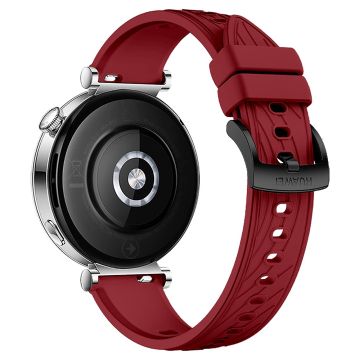 Huawei Watch GT 4 41mm / Xiaomi Mi Watch Silicone band 18mm Textured Watch Strap - Red+Black Buckle