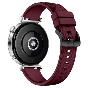 Huawei Watch GT 4 41mm / Xiaomi Mi Watch Silicone band 18mm Textured Watch Strap - Wine Red+Black Buckle