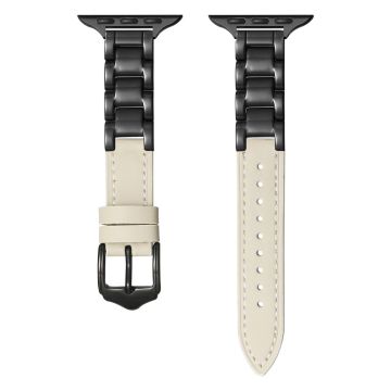 Apple Watch Series 41mm - 40mm - 38mm Ceramic Watch Band - Beige+Black