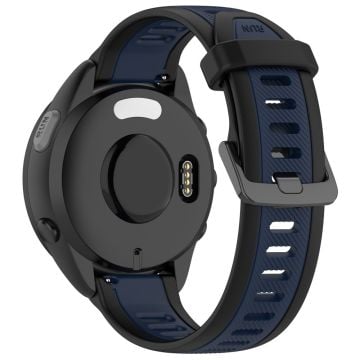 Huawei Watch GT 4 46mm / Samsung Gear S3 Classic 22mm Wrist Strap Dual-Color Textured Silicone Watchband - Black+Midnight Blue