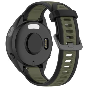 Huawei Watch GT 4 46mm / Samsung Gear S3 Classic 22mm Wrist Strap Dual-Color Textured Silicone Watchband - Black+Jungle Green