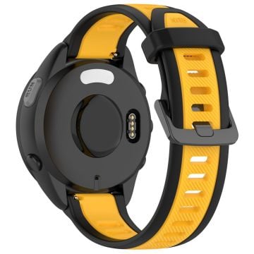 Huawei Watch GT 4 41mm / Garmin Venu 3S Silicone Watch bands Dual-Color 18mm Textured Strap - Black+Yellow