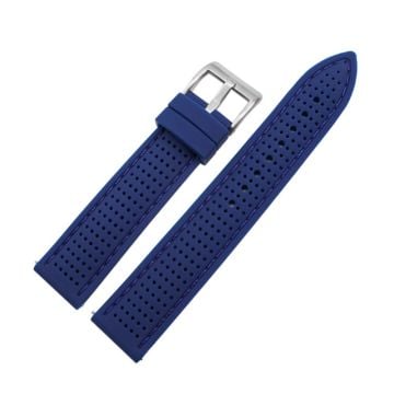 Huawei Watch GT 3 42mm / GT 3 Pro 43mm Watch band 20mm Silicone Wrist Strap - Silver Buckle / Sapphire+Blue Thread