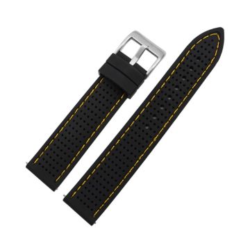 Huawei Watch GT 3 42mm / GT 3 Pro 43mm Watch band 20mm Silicone Wrist Strap - Silver Buckle / Black+Orange Thread