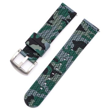 Huawei Watch GT 4 46mm / 4 Pro / 4 41mm Rubber Watchband 22mm Replacement Strap - Camouflage Army Green+Silver