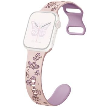 Apple Watch Series 9 8 7 41mm / 6 5 4 SE (2022) SE (2023) SE 40mm / 3 2 1 38mm band Dual Color Silicone Strap - Pink+Light Purple