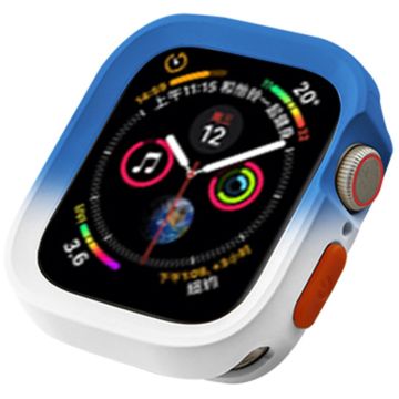 Apple Watch Series 4 / 5 / 6 / SE / SE (2022) 44mm / 7 / 8 / 9 45mm Dual Color Flexibelt klockfodral - Blå + Vit