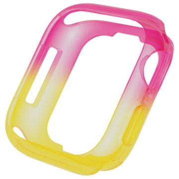 Apple Watch Series 4 / 5 / 6 / SE / SE (2022) 44mm / 7 / 8 / 9 45mm Dual Color Translucent Matte Flexibelt klockfodral - Rosa + Gul