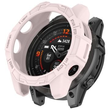 Garmin Fenix E 47mm Flexibelt klockfodral Anti-rep Hollow Watch Frame Cover - Ljusrosa