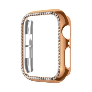 Apple Watch Series 6 / 5 / 4 / SE (2022) / SE (2023) / SE 40mm ihåligt slagtåligt klockfodral Rhinestone Frame - Roséguld