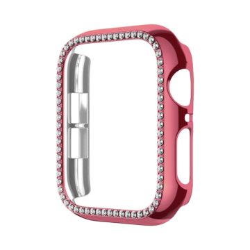 Apple Watch Series 6 / 5 / 4 / SE (2022) / SE (2023) / SE 40mm ihåligt slagtåligt klockfodral Rhinestone Frame - Rosa Ros