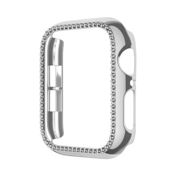 Apple Watch Series 9 / 8 / 7 41mm slagtåligt klockfodral Rhinestone Decor dropptåligt fodral - Silver