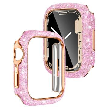 Apple Watch Series 9 / 8 / 7 41mm Shiny Crystal Decor Watch Case Bump resistant Protective Frame - Pink