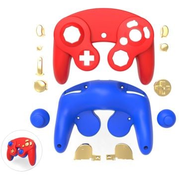 DATA FROG For Nintendo Gamecube Controller Housing Shell Plastic Replacement Case - Red+Blue