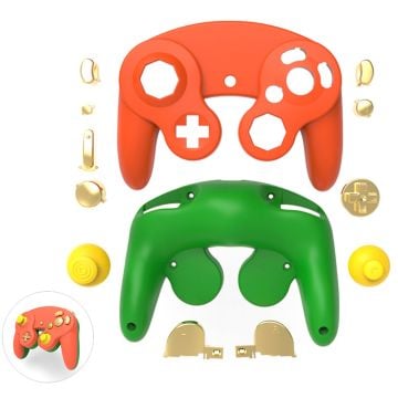 DATA FROG For Nintendo Gamecube Controller Housing Shell Plastic Replacement Case - Orange+Green