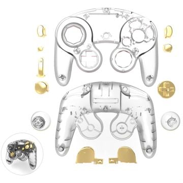 DATA FROG For Nintendo Gamecube Controller Housing Shell Plastic Replacement Case - Transparent+Transparent