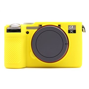 Sony A7CR / A7C II Litchi Texture Silicone Protective Case Anti-Collision Camera Cover - Yellow