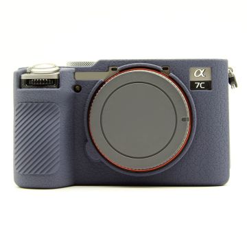 Sony A7CR / A7C II Litchi Texture Silicone Protective Case Anti-Collision Camera Cover - Navy Blue