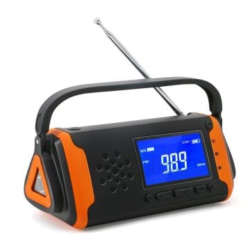 4000 mAh nödradio AM/FM, ficklampa, bärbar powerbank och solcellsladdning