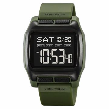 SKMEI 2193 Square Digital Watch with EL Backlight - Army Green