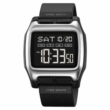 SKMEI 2193 Square Digital Watch with EL Backlight - Black+Silver