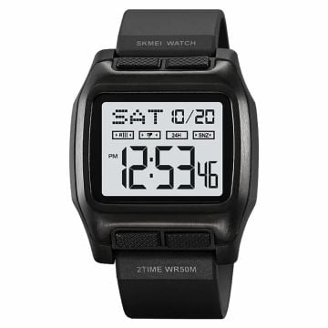 SKMEI 2193 Square Digital Watch with EL Backlight - Black+White Dial