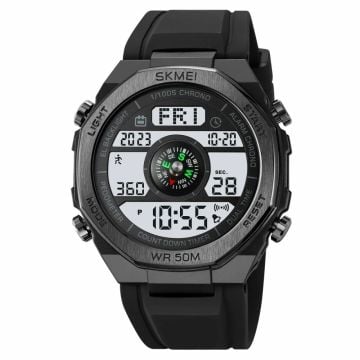 SKMEI 2209 Pedometer - Compass - Digital Watch - Black / White Dial