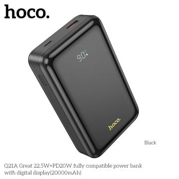 Q21A Great 22.5W+PD20W fully compatible power bank with digital display(20000mAh) - Black