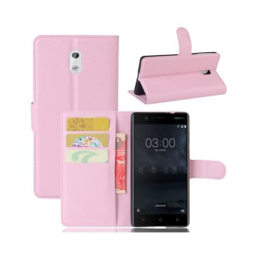 Nokia 3 Stilrent skinn fodral - Ljus rosa