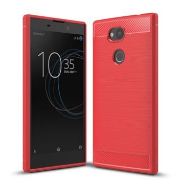 Sony Xperia L2 Skal med en karbon fiber design - Röd