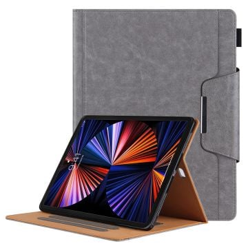 iPad Pro 12.9 (2021) / (2020) / (2018) PU-läderfodral med kortfack - Grå