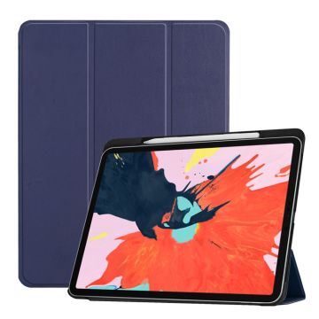 iPad Pro 12.9 inch (2018) vikbart syntetläder skyddsfodral - Mörk Blå