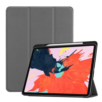 iPad Pro 12.9 inch (2018) vikbart syntetläder skyddsfodral - Grå