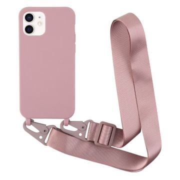 Thin TPU case with a matte finish and adjustable strap for iPhone 11 - Deep Pink