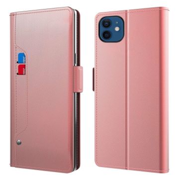 Snyggt iPhone 12 / iPhone 12 Pro fodral med sminkspegel - Rosa