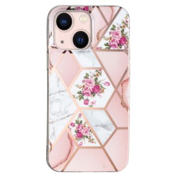 Marmormotiv iPhone 13 Mini skal - Rosa / Vit Ros