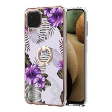 Marmormotiv Samsung Galaxy M12 / Samsung Galaxy F12 / Samsung Galaxy A12 5G skal - Lila Blommor