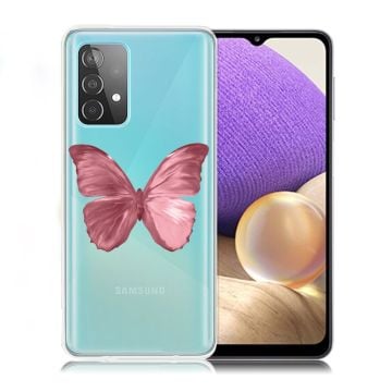 Butterfly läder Samsung Galaxy A32 5G skal - Rosa