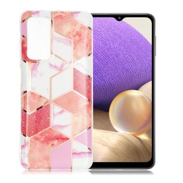 Marmormotiv Samsung Galaxy A32 5G skal - Rosa Diamantmönster