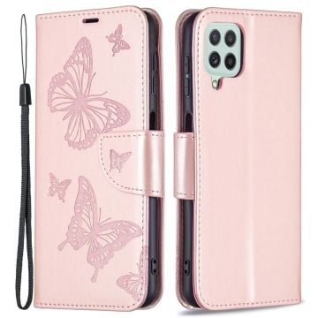 Butterfly läder Samsung Galaxy A22 4G fodral - Rosa