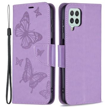 Butterfly läder Samsung Galaxy A22 4G fodral - Lila