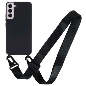 Thin TPU case with a matte finish and adjustable strap for Samsung Galaxy S22 Plus - Black