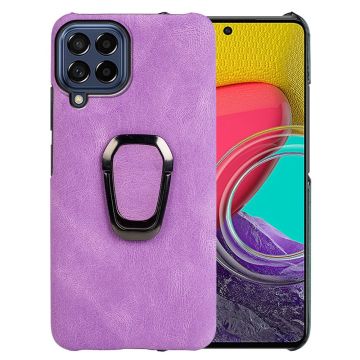 Stötsäkert läderfodral med oval kickstand för Samsung Galaxy M53 5G - Lila