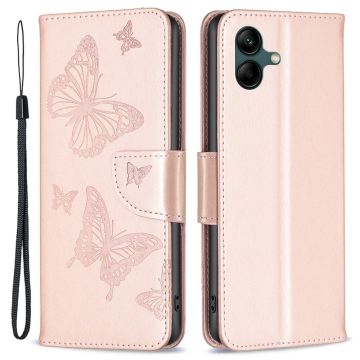 Butterfly läder Samsung Galaxy A04 fodral - Rosa