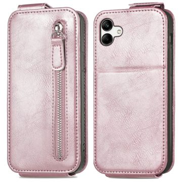 Vertical Flip Phone Fodral med Zipper till Samsung Galaxy A04 - Roséguld